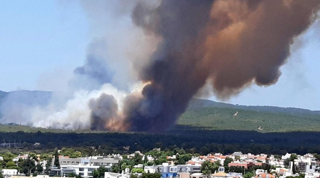 حريق غابات كبير علي أطراف أثينا ..  وتحذير للسكان  و انقطاع التيار الكهربائي